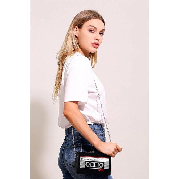 Women's Black 90s Hip Hop Handbags Purse Vintage Chain Bags 90s Outfit - Picture 9 of 15